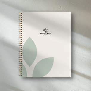 Sage Green Leaf Cream Counselor Health Logo Notebook