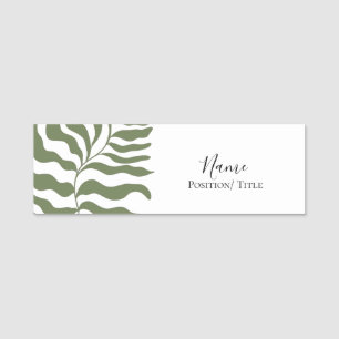 Sage Green Leaf Elegant Branding Card Minimal Name Tag