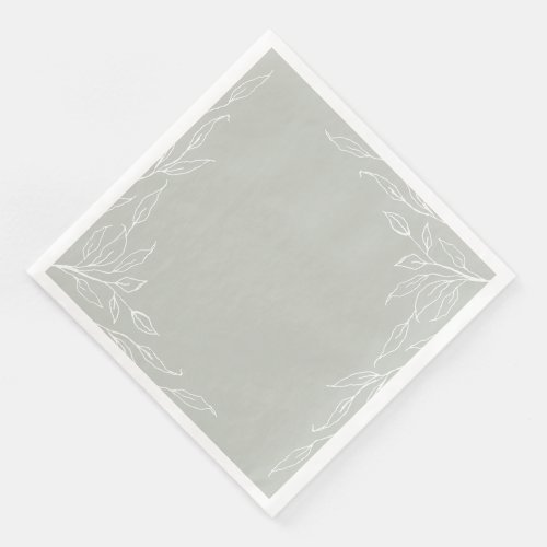 Sage Green Leaf Motif Thanksgiving Party Paper Dinner Napkins