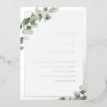 Sage Green Leaf & Silver Elegant Wedding Foil Invitation<br><div class="desc">Sage Green Leaf Wedding Gold Border Foil Invitation

See other invitations in our Niche and Nest Store</div>