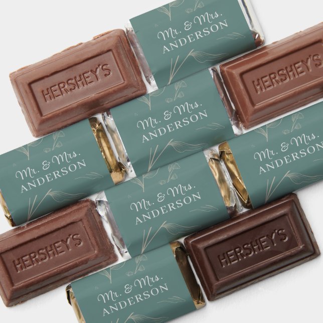 Sage Green Leaf  Wedding Couple Hershey's Miniatures (Assorted)