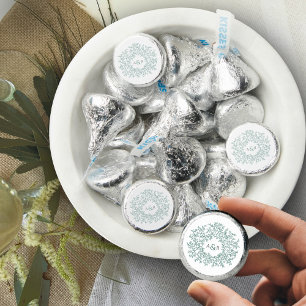 Sage green leaf wreath monogram wedding hershey®'s kisses®
