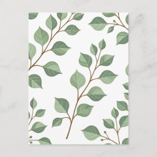 Sage Green Leafy Branches Botanical Watercolor  Postcard