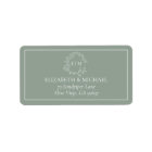 Sage Green Leafy Crest Monogram Wedding Address La