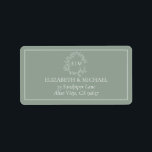 Sage Green Leafy Crest Monogram Wedding Address La Label<br><div class="desc">Modern and trendy, this return address label design features a sage green hand drawn leafy wreath encircling a modern wedding monogram. It is personalized in elegant typography, name & address in a matching sage green color, trimmed in a delicate frame. Part of a collection, veiw suite here: https://www.zazzle.com/collections/sage_green_leafy_crest_monogram_wedding_invitation-119735143483526238 Contact designer...</div>
