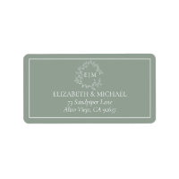 Sage Green Leafy Crest Monogram Wedding Address La