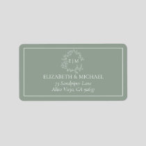 Sage Green Leafy Crest Monogram Wedding Address La Label