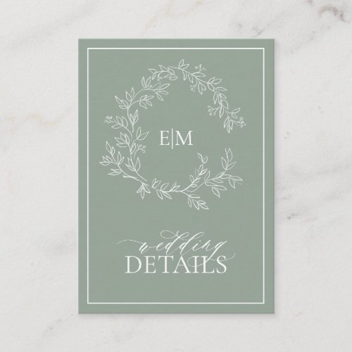 Sage Green Leafy Crest Monogram Wedding