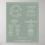 Sage Green Leafy Crest Monogram Wedding Program Poster<br><div class="desc">We're loving this trendy, modern sage green a formal wedding ceremony program Poster! Simple, elegant, and oh-so-pretty, it features a hand drawn leafy wreath encircling a modern wedding monogram. It is personalized in elegant typography, and accented with hand-lettered calligraphy. Finally, it is trimmed in a delicate frame. features all the...</div>