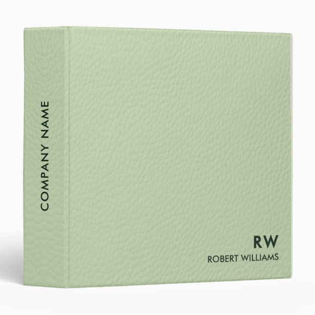 Sage Green Leather Look   3 Ring Binder (Front/Spine)