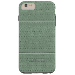 Sage Green Leather Print Stitches Accents Tough iPhone 6 Plus Case