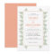 Sage Green Leaves Coral Border Wedding Invitation
