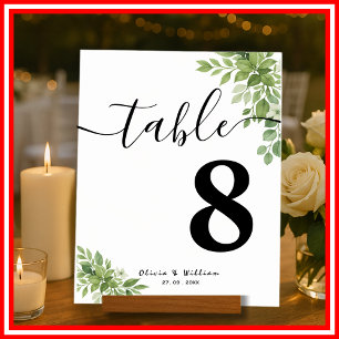  Sage Green Leaves Greenery Wedding Table Number  Picture Ledge
