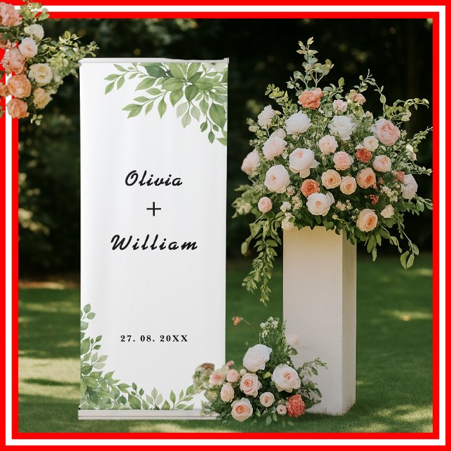 Sage Green Leaves Greenery Wedding Welcome Sign (Creator Uploaded)
