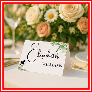 Sage Green Leaves New Born Menu Wedding Table Card