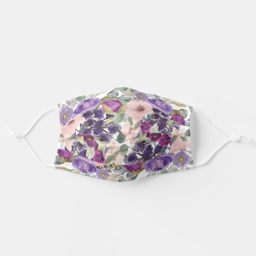 Sage Green Leaves Purple Blush Pink Flowers Cloth Face Mask Sage Green Leaves Purple Blush Pink Flowers Cloth Face Mask