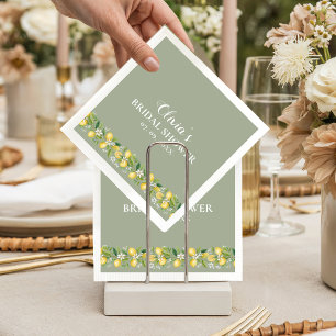 Sage Green Lemon Bridal Shower Party Napkins 