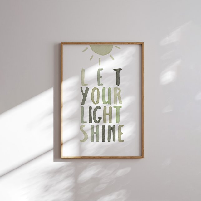 Sage green let your light shine poster (Creator Uploaded)