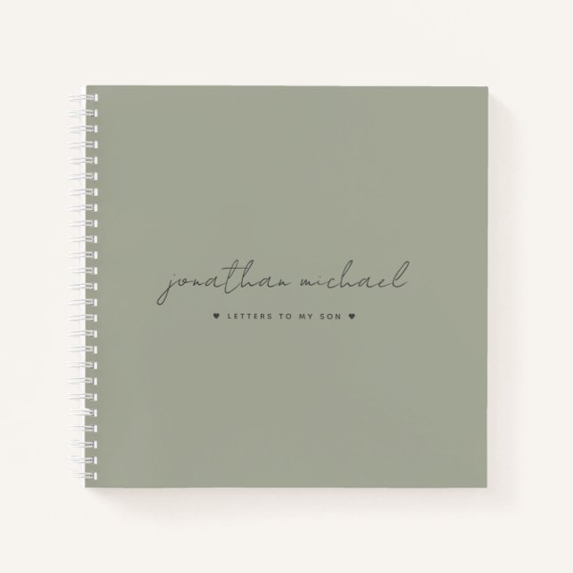 Sage Green Letters to My Son Memory Keepsake Notebook (Front)