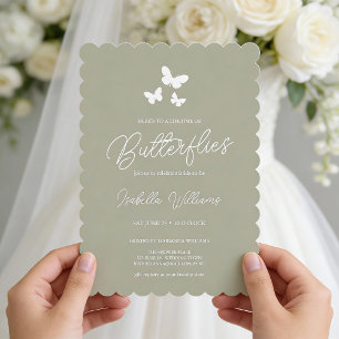Sage Green Lifetime of Butterflies Bridal Shower Invitation