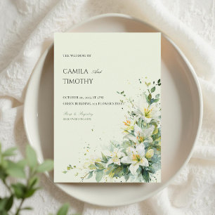 Sage Green Lily of the Valley Floral Wedding Invitation