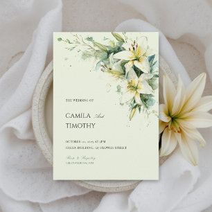 Sage Green Lily of the Valley Floral Wedding Invitation