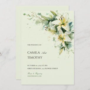 Sage Green Lily of the Valley Floral Wedding Invitation