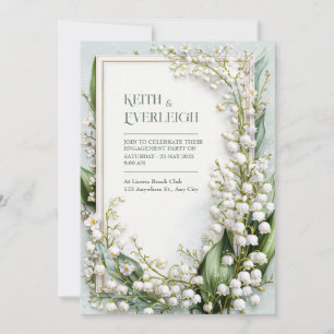 Sage Green Lily Valley Botanical Frame Wedding Invitation