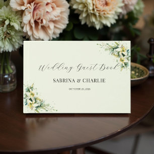 Sage Green Lily Valley Elegant Floral Guest Book