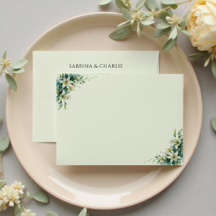 Sage Green Lily Valley Elegant Floral Wedding Envelope