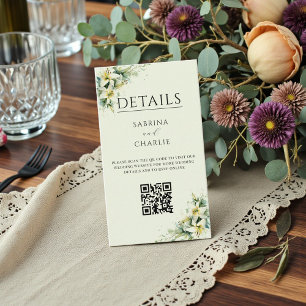 Sage Green Lily Valley Flower QR Code Wedding Enclosure Card