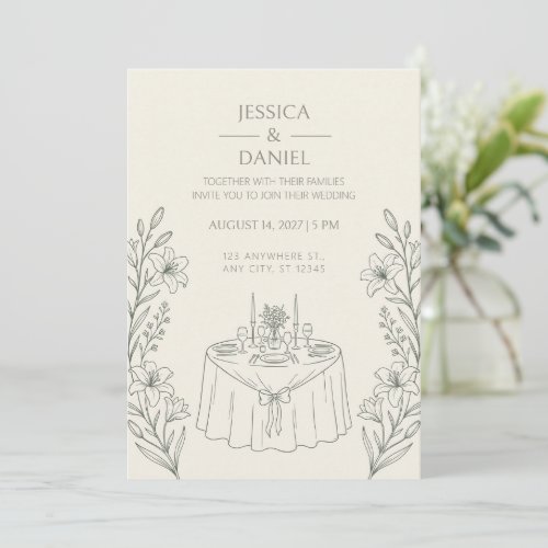Sage Green Lily Wedding Celebration Invitation