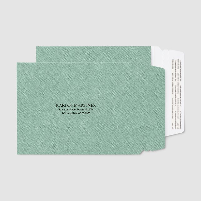 Sage-Green Linen Black Typography Envelope Mailers (Front & Back)