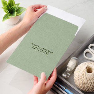 Sage Green Linen Fabric Texture Envelope Mailers