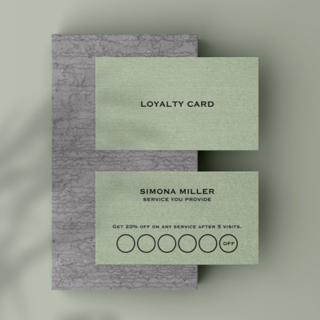 Sage Green Linen Texture Loyalty Card (Creator Uploaded)