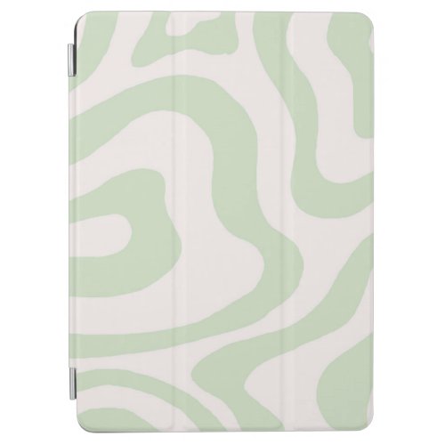 Sage Green Liquid Swirl Groovy Stripe Y2K Pattern iPad Air Cover