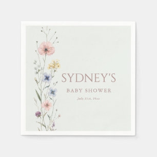 Sage Green Little Wildflower Baby Shower Napkins