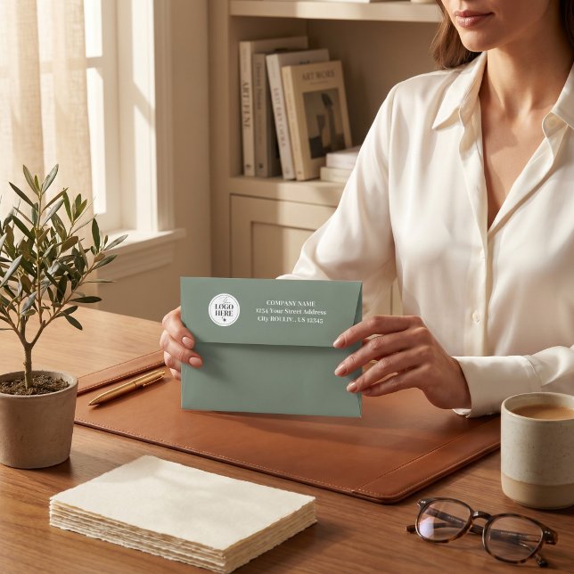 Sage Green | Logo Corporate Mailing Stationary  Envelope (Sage Green | Logo Corporate Mailing Stationary Envelope)