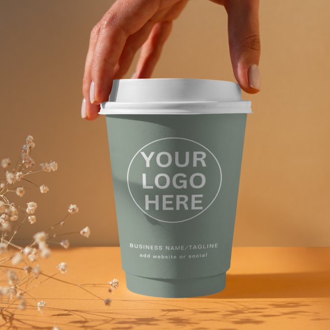 Sage Green Logo l Professional Business Branded  Paper Cups (Creator Uploaded)