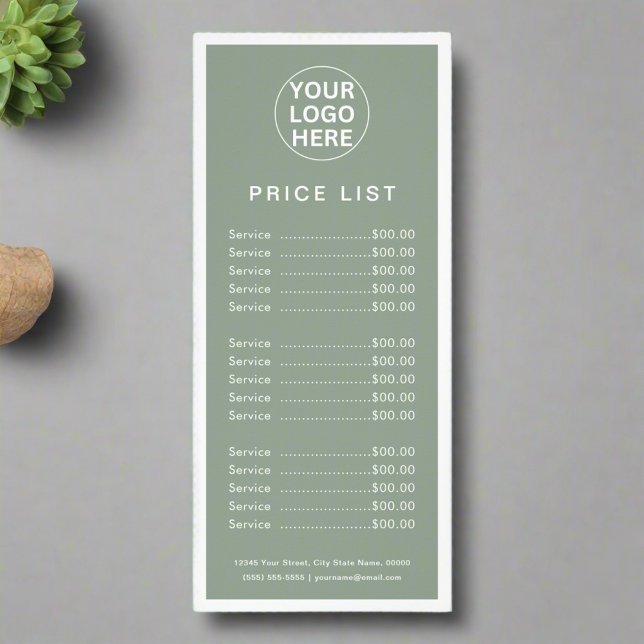 Sage Green Logo l Professional Price List Services Rack Card (Creator Uploaded)
