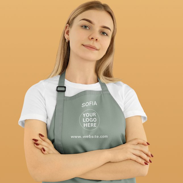 Sage Green Logo l Promotional Branded Uniform Apron (Creator Uploaded)