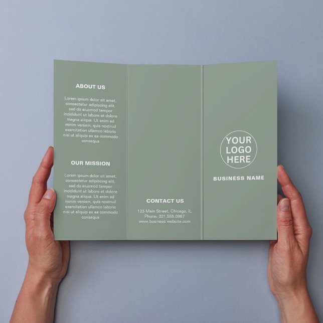 Sage Green Logo & Text l Business Trifold Brochure (Creator Uploaded)