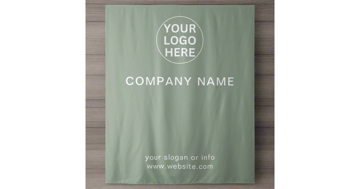 Sage Green Logo & Text l Modern Business Branded Tapestry | Zazzle