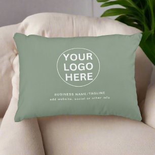 Sage Green Logo & Text l Professional Branded  Accent Pillow