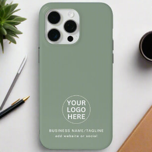 Sage Green Logo & Text l Professional Company iPhone 15 Pro Max Case