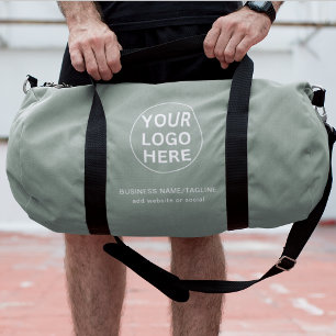 Sage Green Logo & Text l Promotional Business Duffle Bag