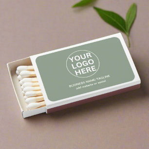 Sage Green Logo & Text l Promotional Corporate  Matchboxes
