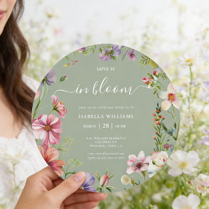 Sage Green Love in Bloom Floral Bridal Shower Invitation