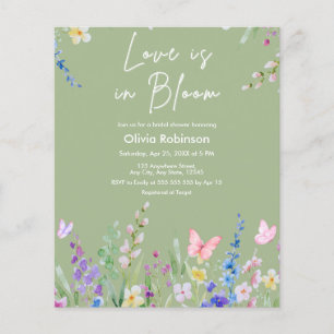 Sage Green Love is in Bloom Bridal Shower Invite
