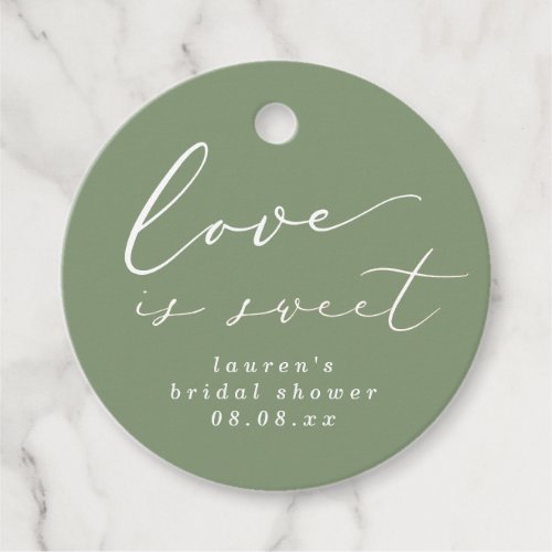 Sage Green Love is Sweet Bridal Shower Favor Tags